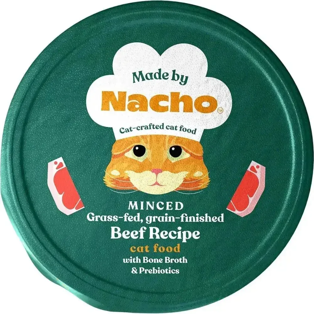 Made by Nacho Grass Fed, Grain-Finished Minced Beef Recipe With Bone Broth Wet Cat Food
