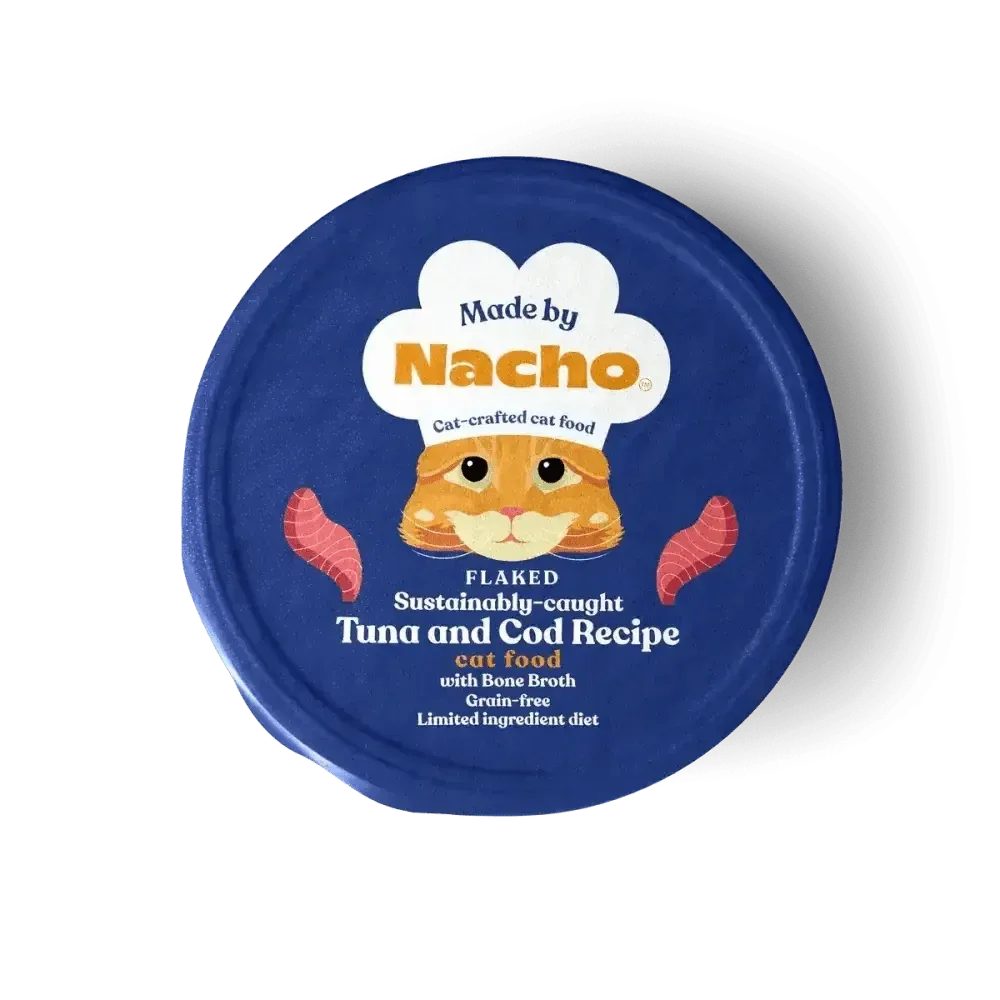 Made by Nacho Sustainably Caught Diced Tuna & Cod Recipe With Bone Broth Grain-Free Wet Cat Food 10 / 2.5 oz