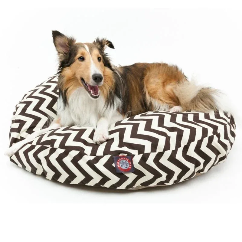 Majestic Outdoor Chocolate Chevron Round Pet Bed