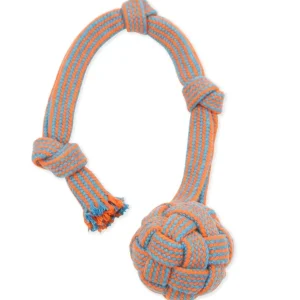 Mammoth EXTRA Flossy Webbing Ball with Fling Handle Dog Toy Small 16in