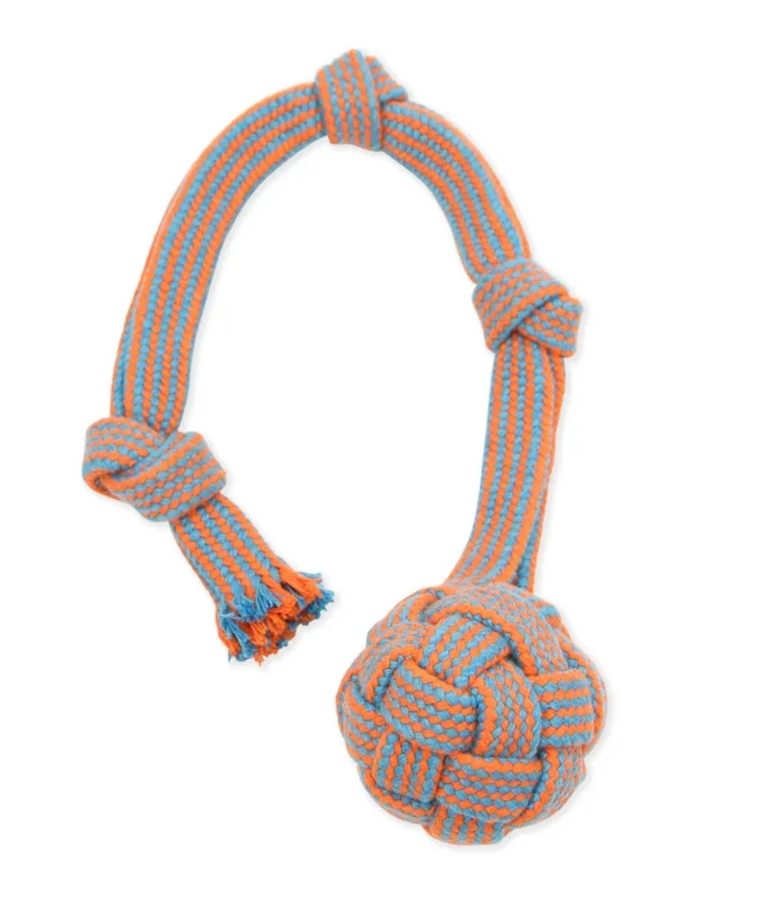Mammoth EXTRA Flossy Webbing Ball with Fling Handle Dog Toy Small 16in