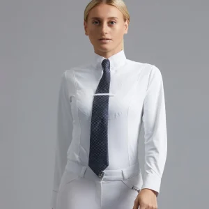 MARKED - Tessa Ladies Long Sleeve Tie Shirt White