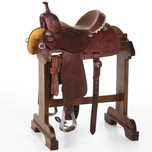 Martin Crown C Used 14in Poinsettia Tooled Barrel Saddle