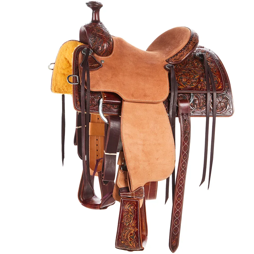 Martin Saddlery 13.5in 1/2 Breed Weathered Antique Wyoming Flower and Acorn/Oak Combo