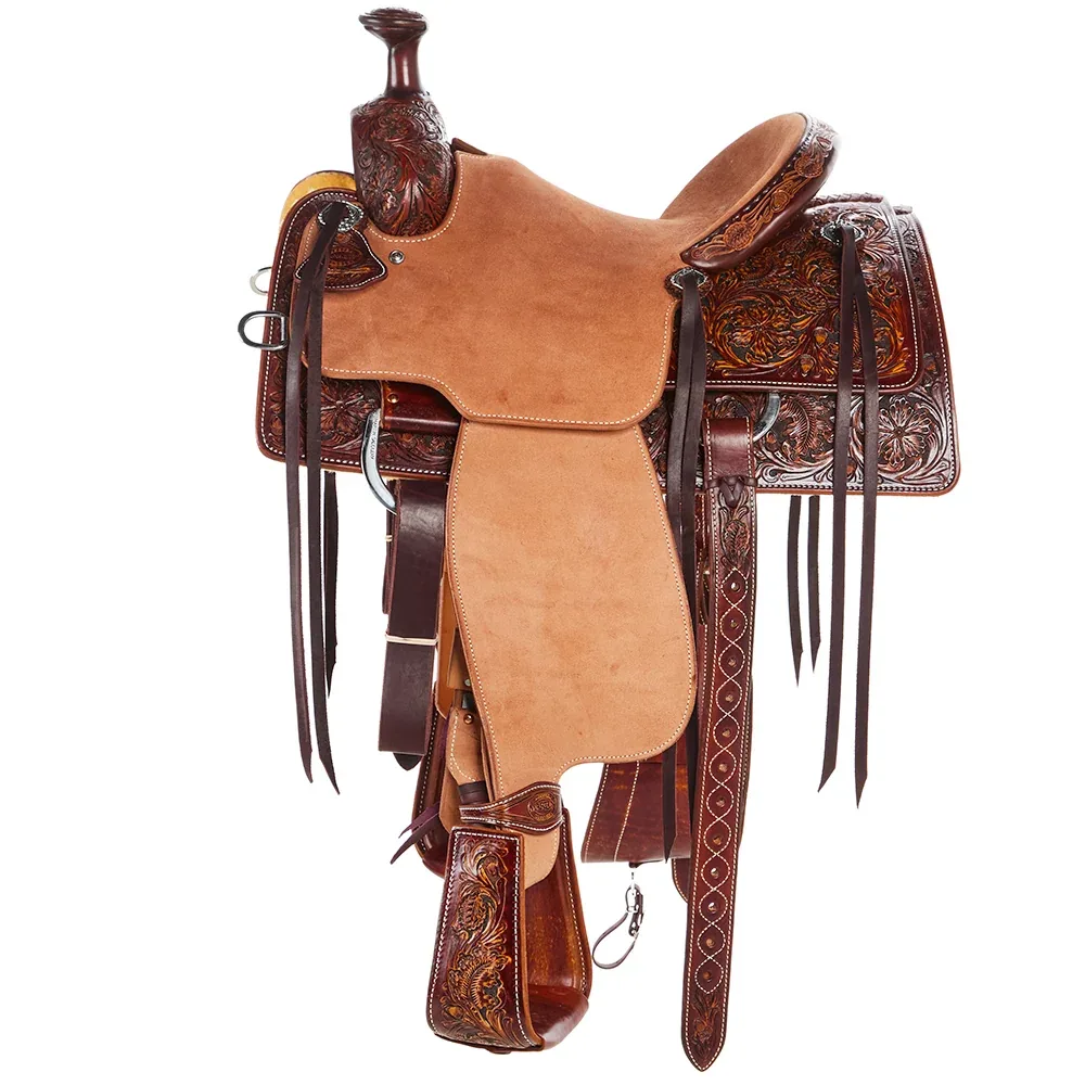 Martin Saddlery 13.5in 1/2 Breed Weathered Antique Wyoming Flower and Acorn/Oak Combo - Image 2