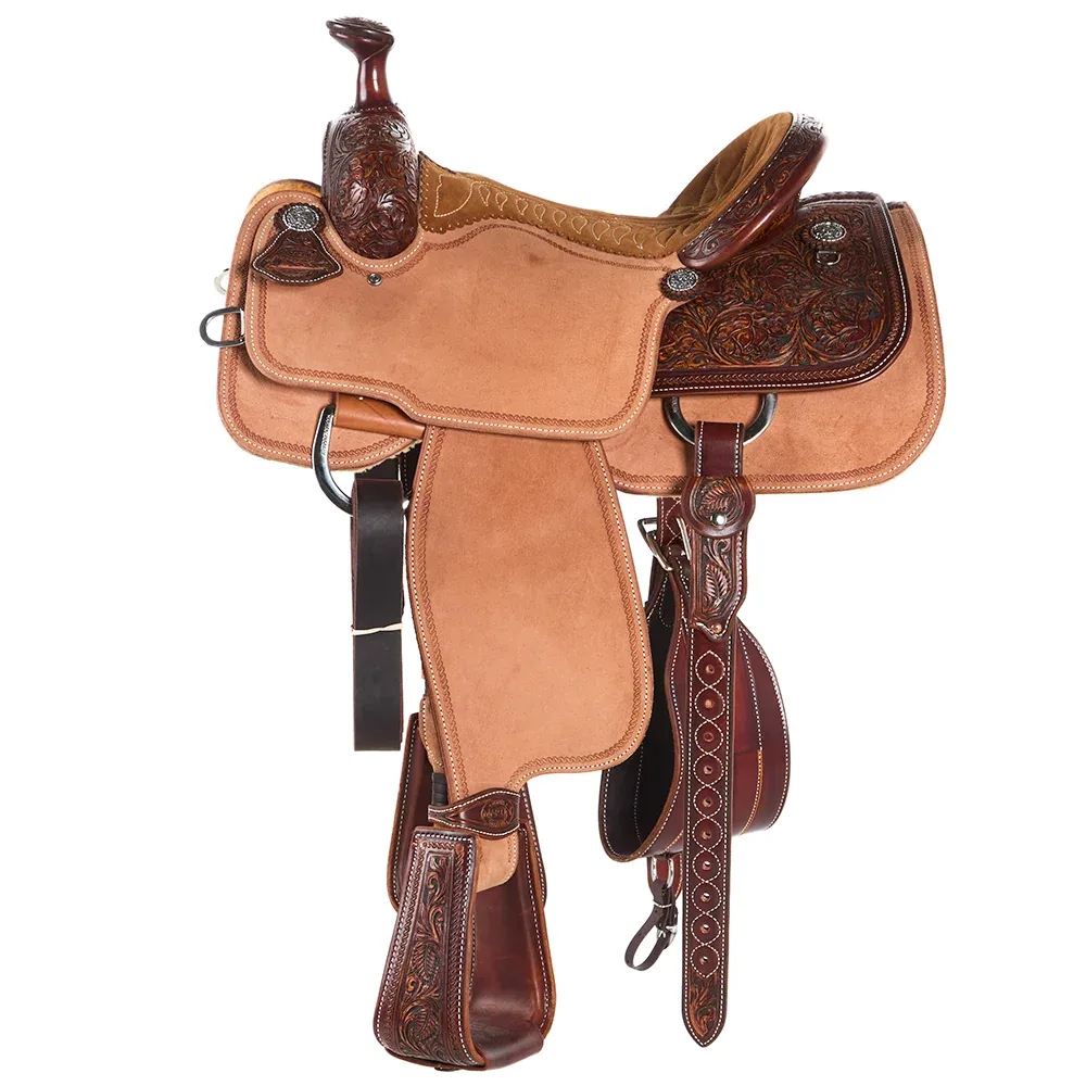 Martin Saddlery 14.5in 1/4 Breed Rose Tooled Team Roper - Image 2