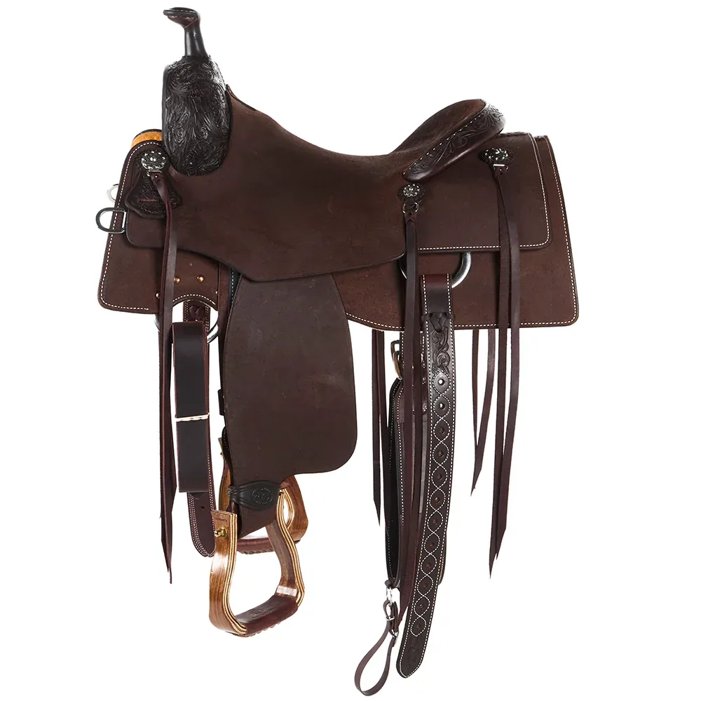 Martin Saddlery 15.5in Chocolate 1/8 Breed Prairie Flower Performance Saddle - Image 2