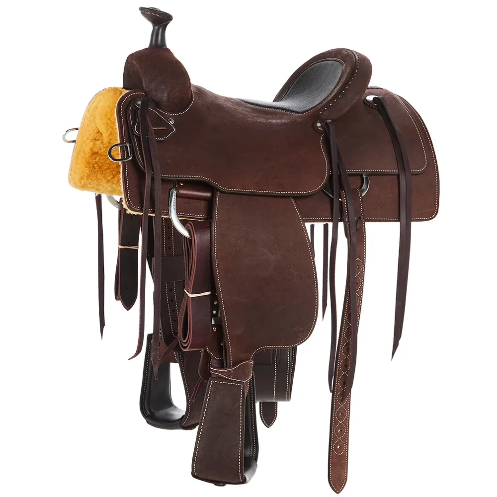 Martin Saddlery 15in Chocolate Roughout with Inlaid Black Bison Seat