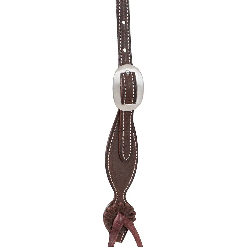 Martin Saddlery Chocolate Roughout Browband Headstall with Rosettes Strings - Image 2