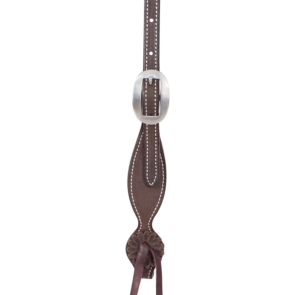 Martin Saddlery Chocolate Roughout Single Ear Headstall with Rosette Strings - Image 2