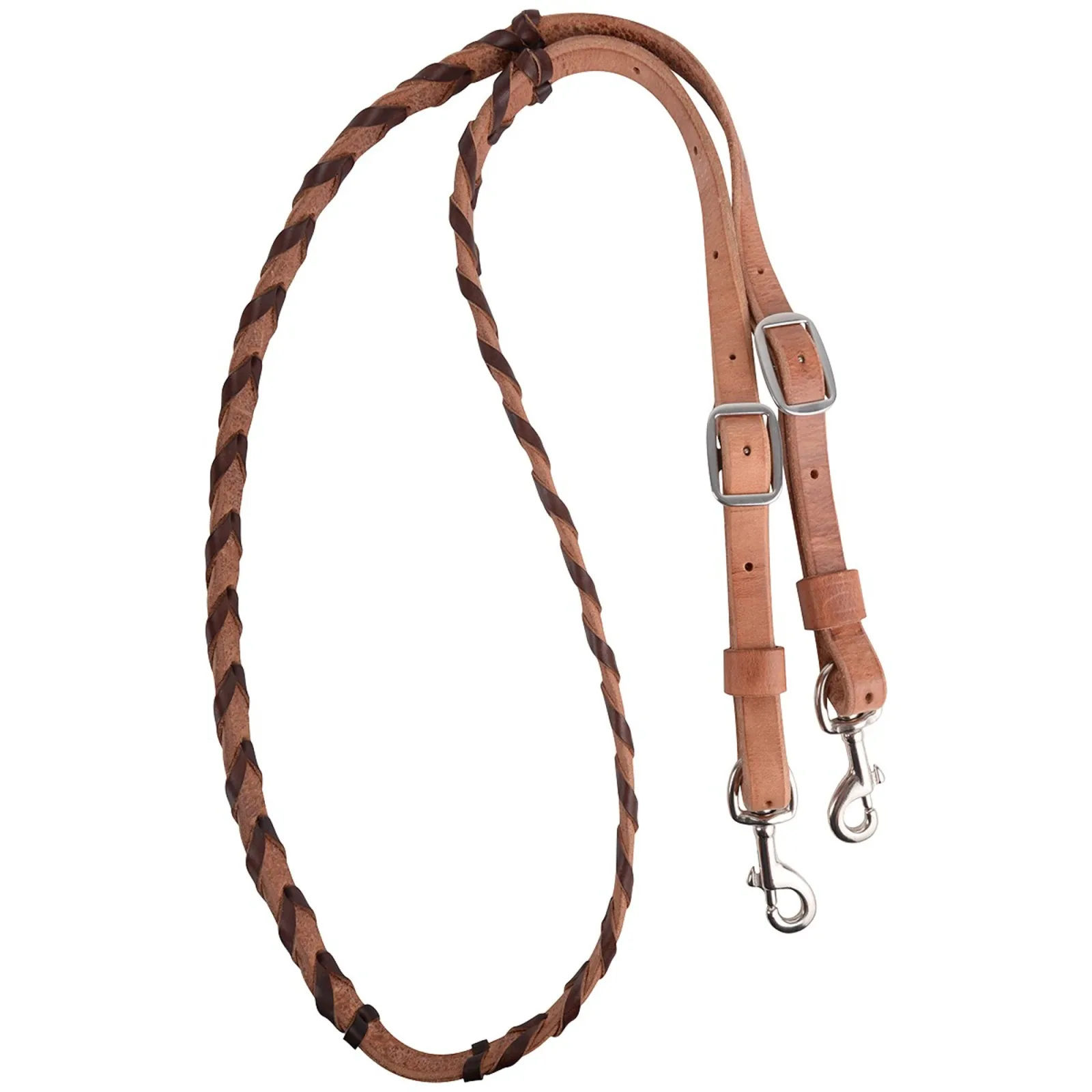 Martin Saddlery® Latigo Laced Barrel Rein - 5/8" Thick, Buckle and Keeper Snap Ends - Image 2
