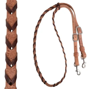 Martin Saddlery® Latigo Laced Barrel Rein - 5/8" Thick, Buckle and Keeper Snap Ends