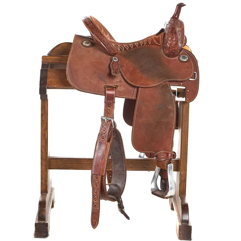 Martin Saddlery Used 14.5in Crown C 1/3 breed Floral Barrel Saddle - Image 2