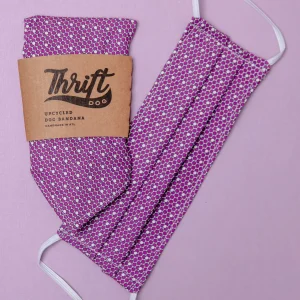 Matching Face Mask & Dog Bandana Set in Mulberry Pong Dot (Made in the USA) <>