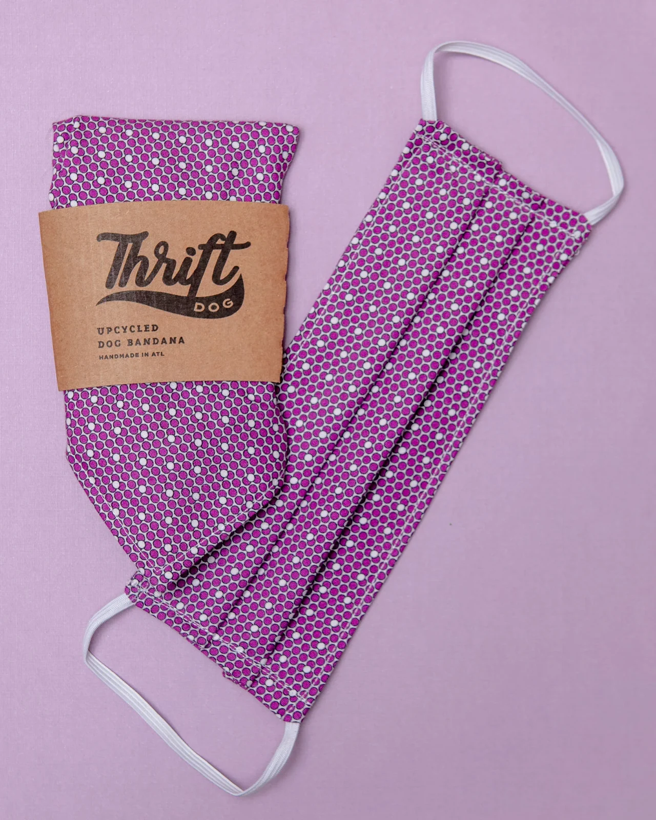 Matching Face Mask & Dog Bandana Set in Mulberry Pong Dot (Made in the USA) <>