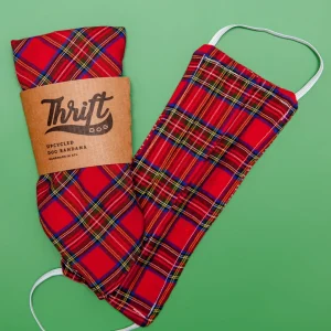 Matching Face Mask & Dog Bandana Set in Classic Christmas Plaid