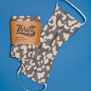 Matching Face Mask & Dog Bandana Set in Grey & Cream Leopard