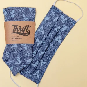 Matching Face Mask & Dog Bandana Set in Indigo Block Print (Made in the USA) (FINAL SALE)