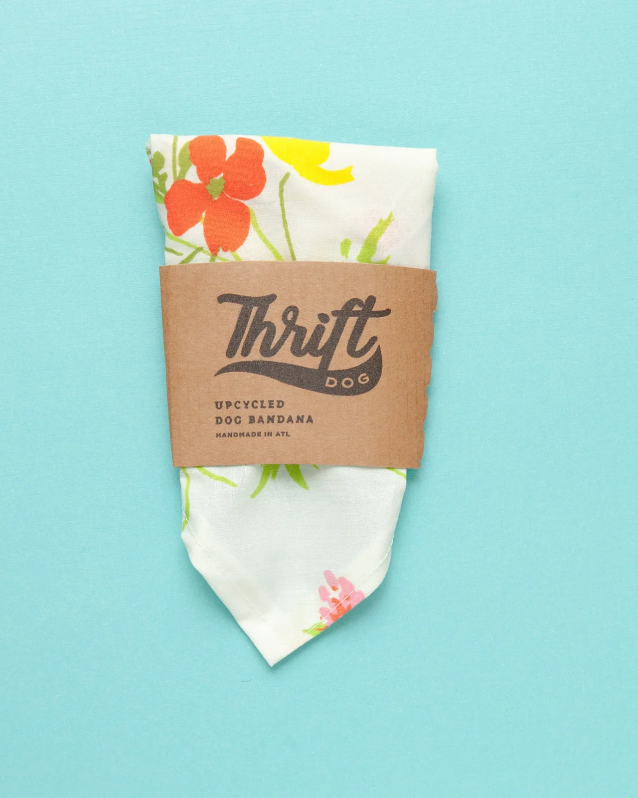 Matching Face Mask & Dog Bandana Set in White Floral - Image 2