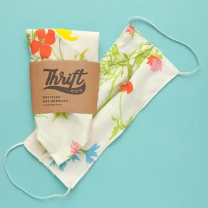 Matching Face Mask & Dog Bandana Set in White Floral