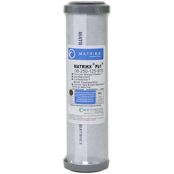 Matrikx +PB1 Carbon Block Filter 0.5 micron, RO Reverse Osmosis 9.75" x 2.5" Cartridge