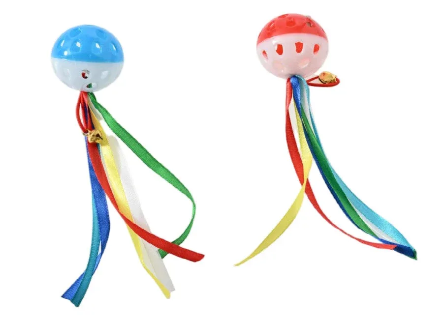 Max & Marlow Ball with Ribbon Assorted Cat Value Toys Display 24ea/24Pc