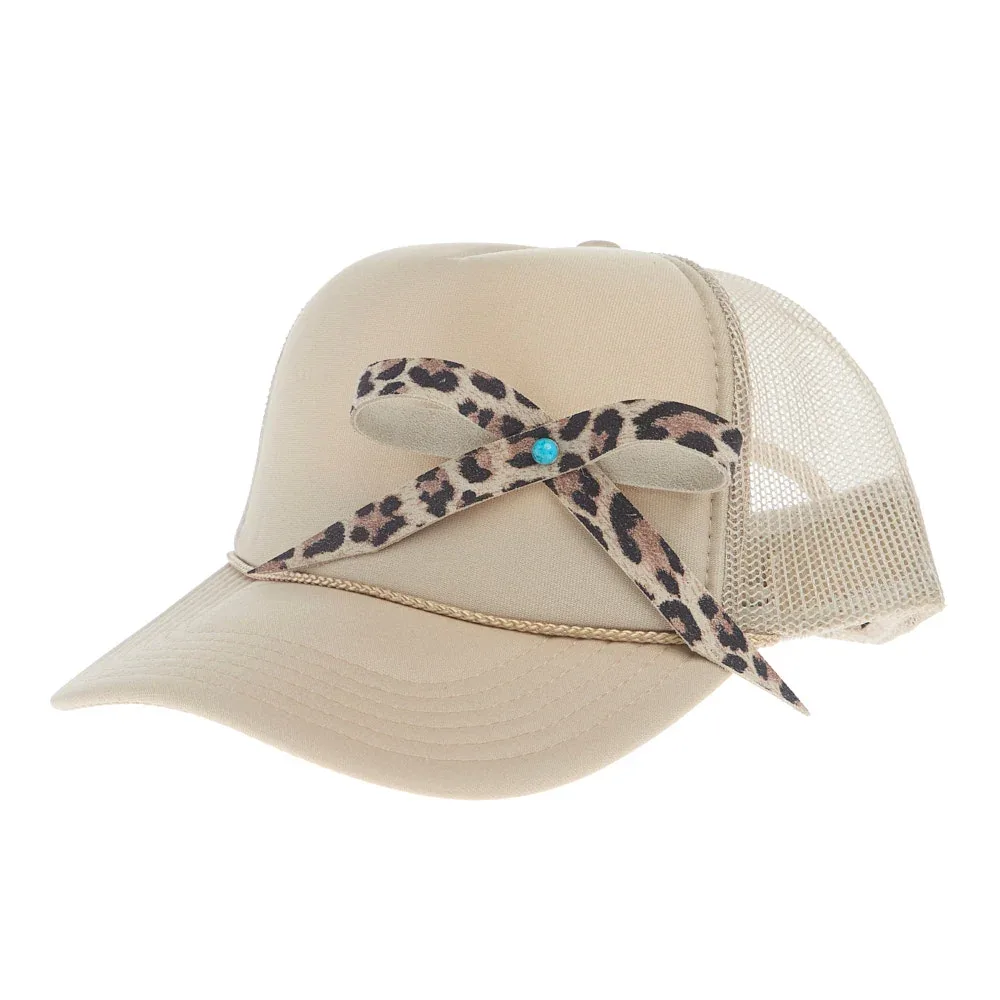 Mcintire Saddlery Leopard Bow Cream Foam Cap - Image 2