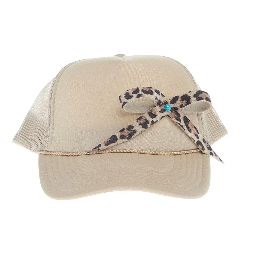 Mcintire Saddlery Leopard Bow Cream Foam Cap