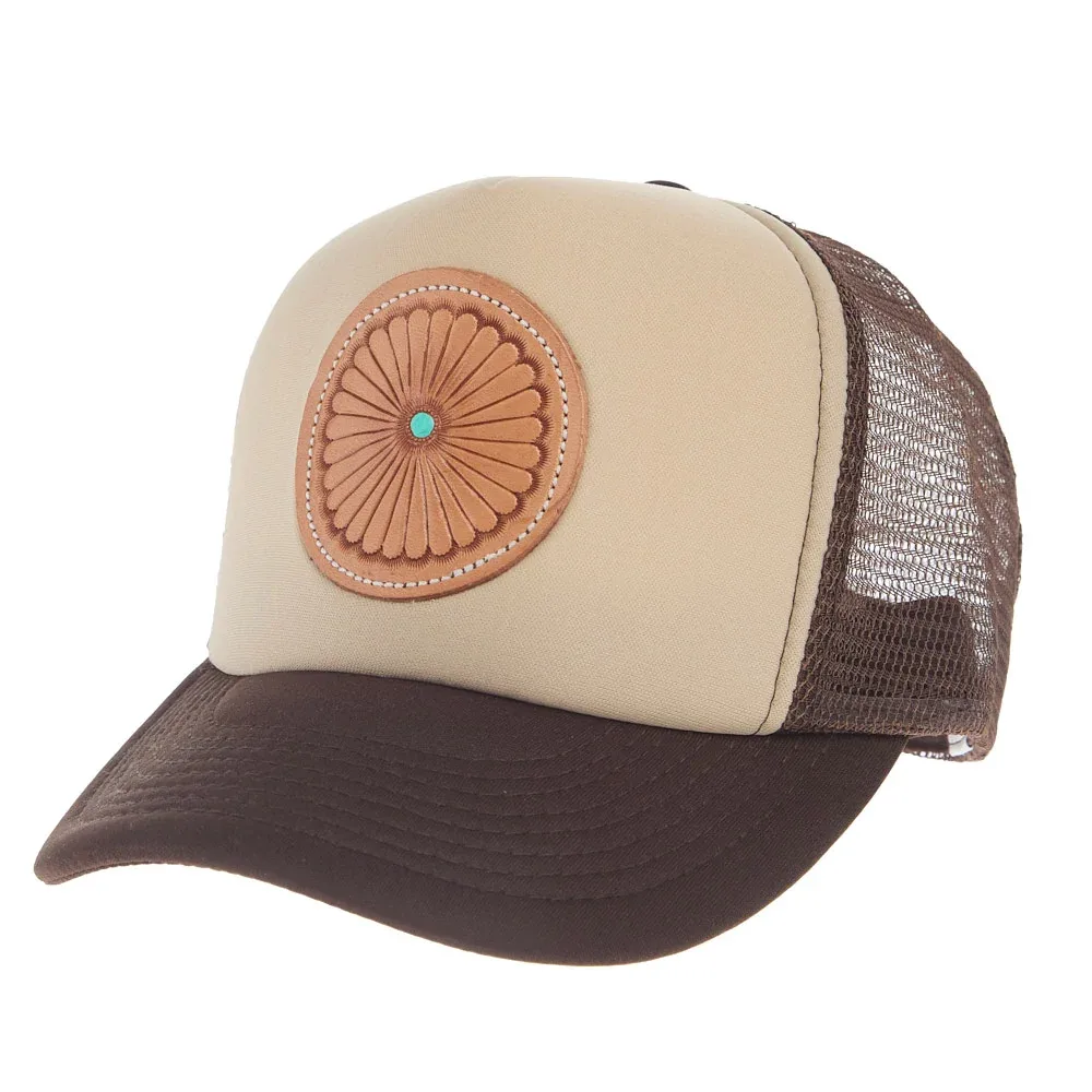 Mcintire Saddlery Natural Pinwheel White & Chocolate Cap - Image 2