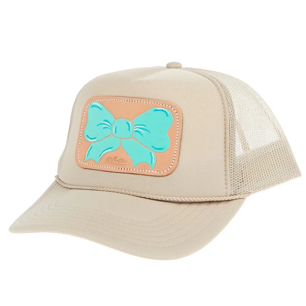 Mcintire Saddlery Turquoise Bow Cream Foam Cap - Image 2