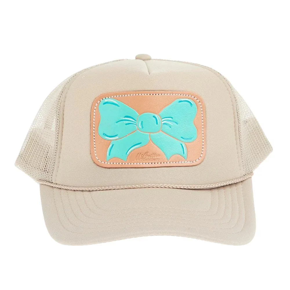 Mcintire Saddlery Turquoise Bow Cream Foam Cap