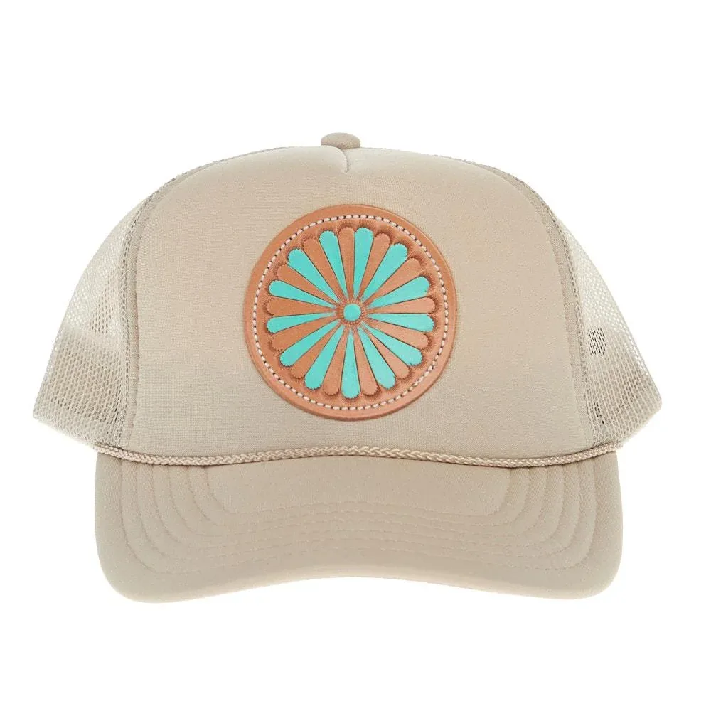 Mcintire Saddlery Turquoise Needlepoint Cream Foam Cap