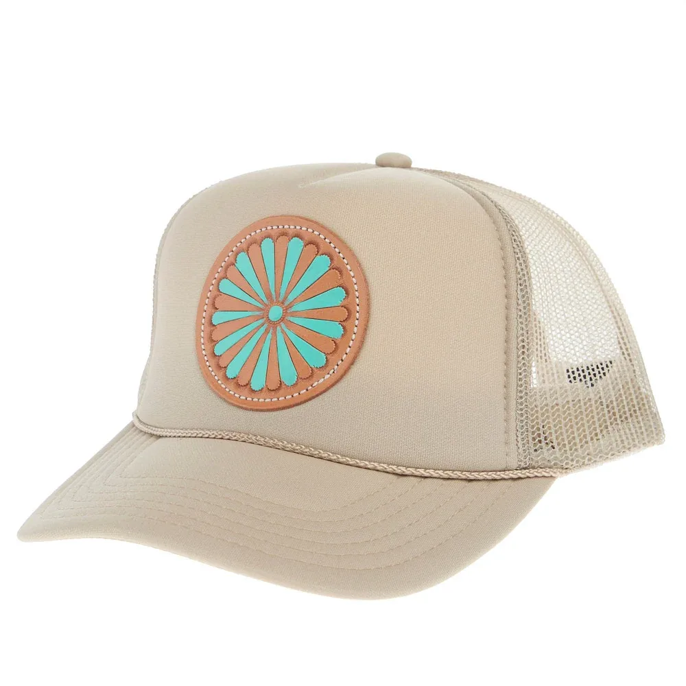 Mcintire Saddlery Turquoise Needlepoint Cream Foam Cap - Image 2