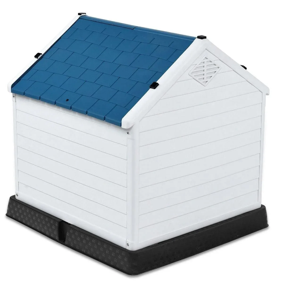 Medium size Dog House Outdoor White Blue Plastic with Elevated Floor - Image 2