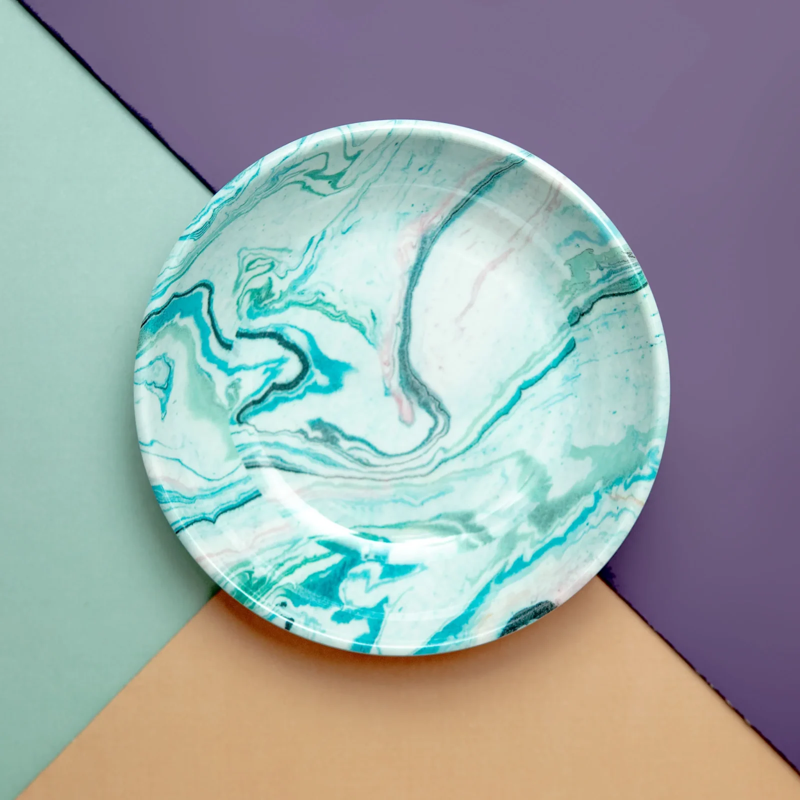 Melamine Cat Saucer in Blue Sky Marble