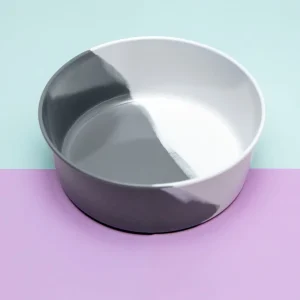 Melamine Dog Bowl in Grey & White Colorblock (FINAL SALE)