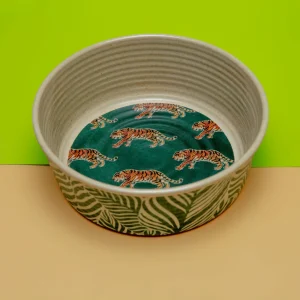 Melamine Dog Bowl in Jade Safari