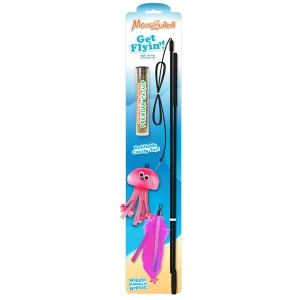 Meowijuana Get Flyin Jiggly Jellyfish Refillable Catnip Toy Teaser Promotes Play and Cat Health