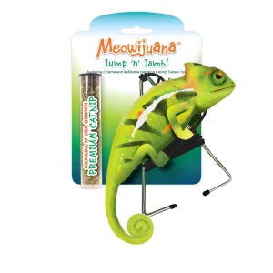 Meowijuana Jump 'n' Jamb Chameleon Door Hanging Refillable Cat Toy Promotes Play and Cat Health