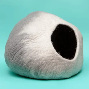 Merino Wool Cat Cave in Grey and Cream