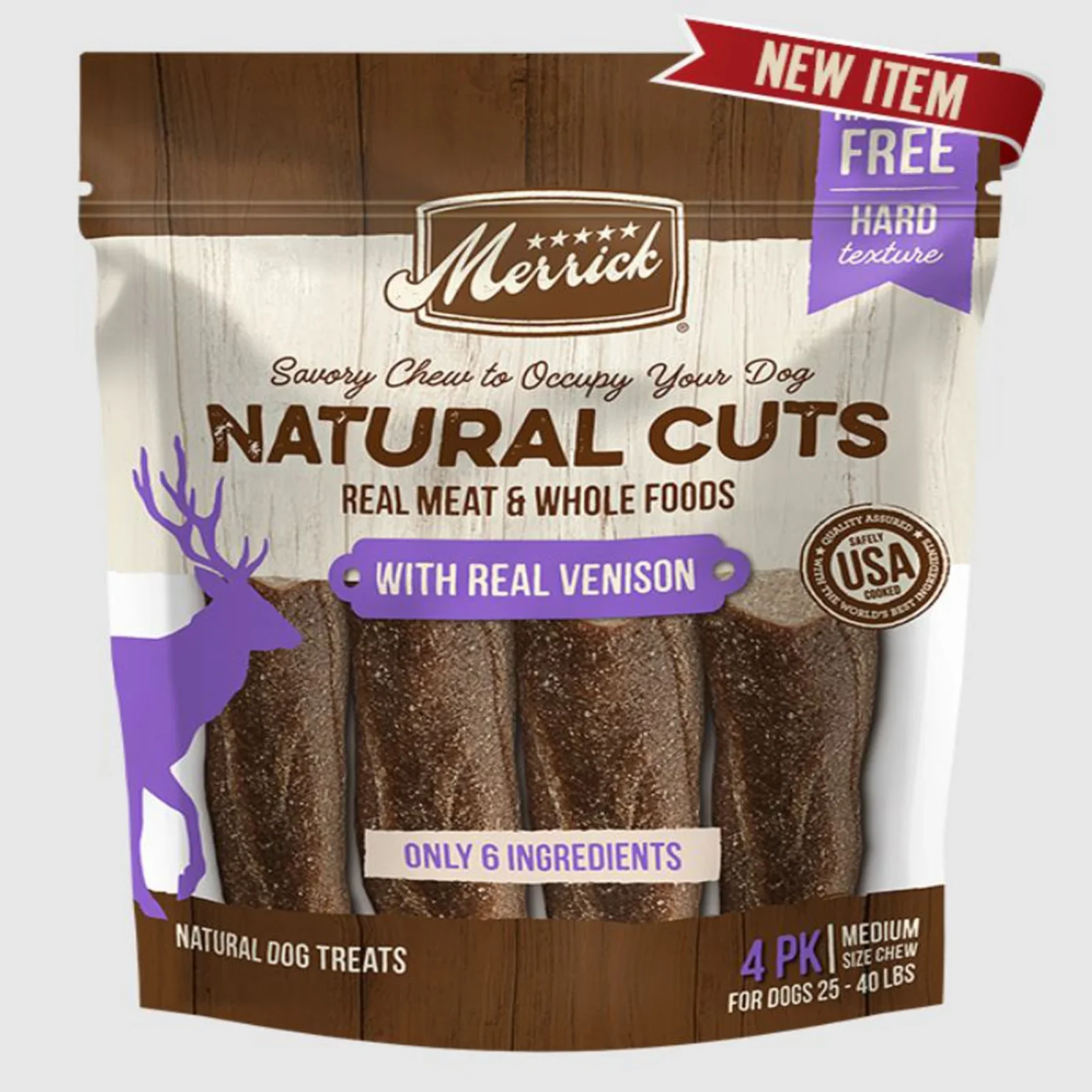Merrick Dog Natural Cut Venison Medium Chew 4 Count
