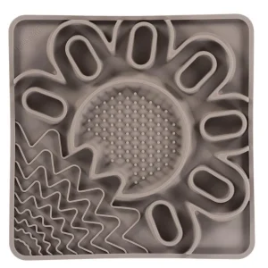 Messy Mutts Dog Cat Framed Silicone Interactive Multi Surface Mat 10In X 10In Grey