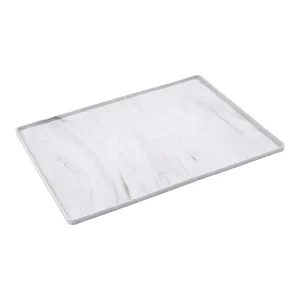 Messy Mutts Dog & Cat Silicone Raised Edge Non-slip Mat Folded PKG 16" x 12" Marble Small