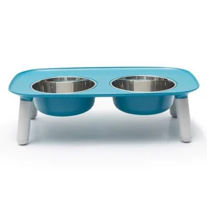 Messy Mutts Dog Double Feeder Elevated Blue