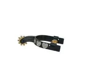 Metalab Black Satin Spur W Engraved Hearts Kid Brn