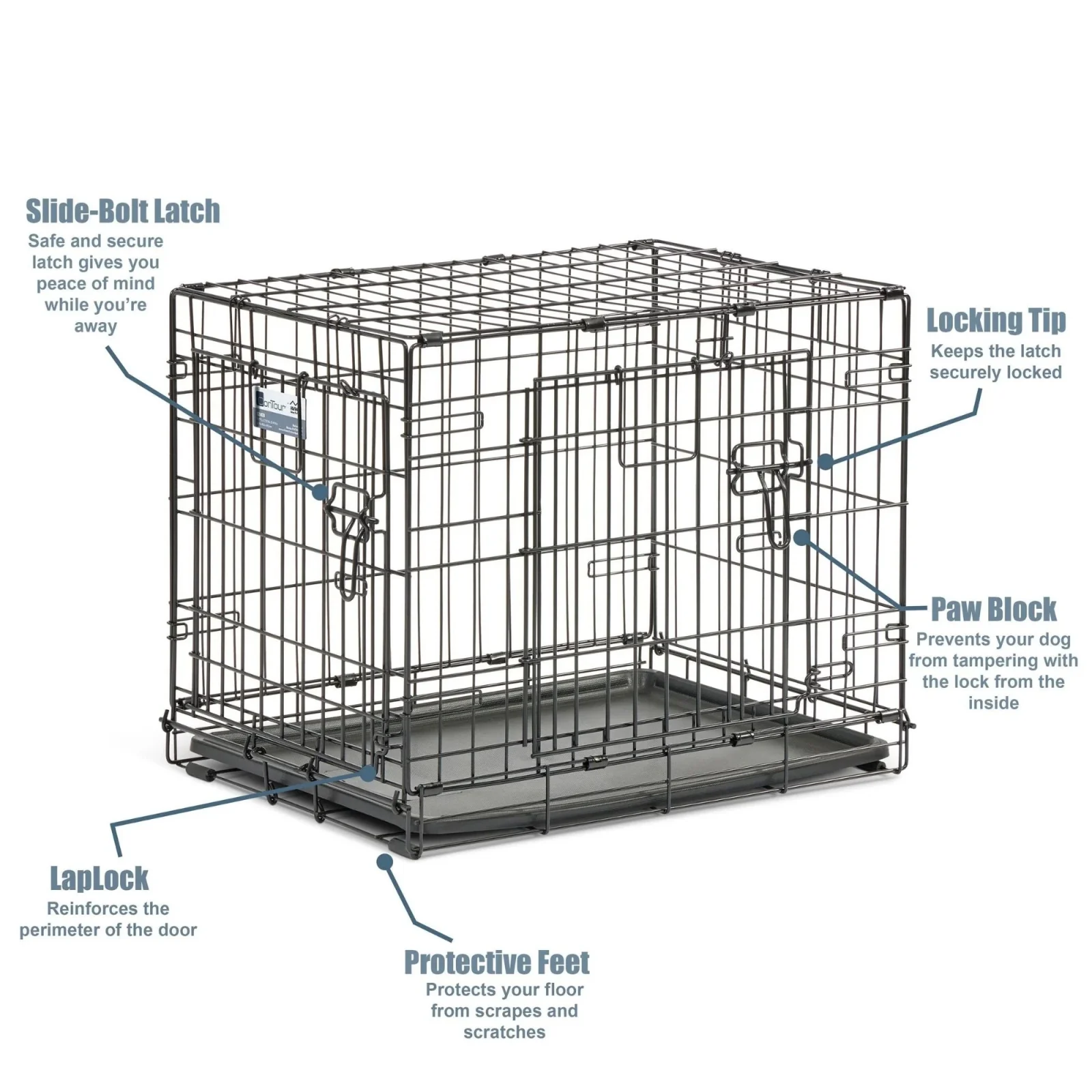 MidWest Contour Double Door Dog Crate, 24 in - Image 2
