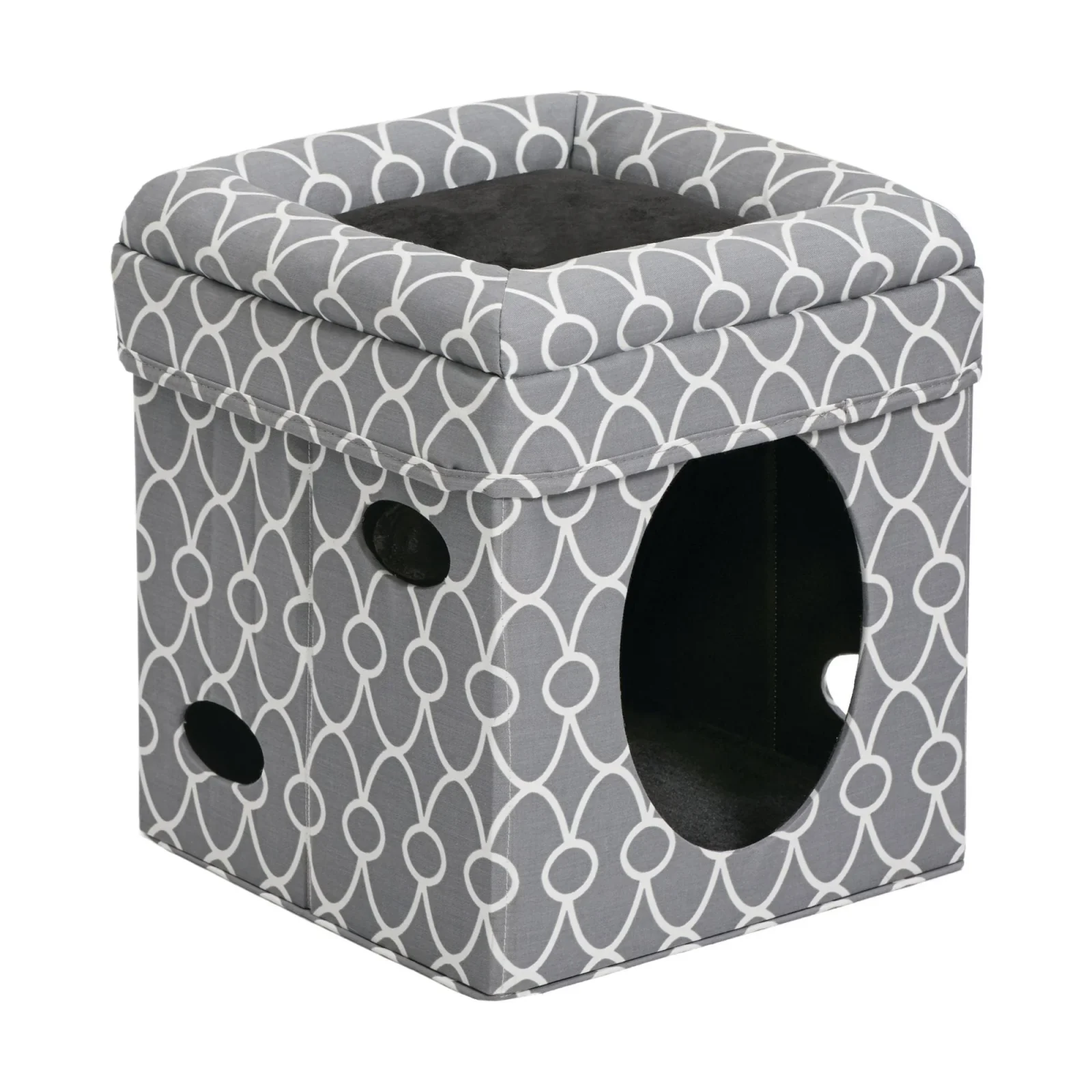 MidWest Curious Cat Cube Gray Geo 15x15