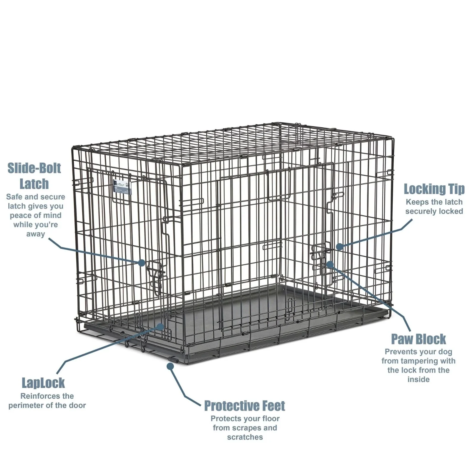 MidWest Homes for Pets Contour Double Door Dog Crate, 36 In - Image 2