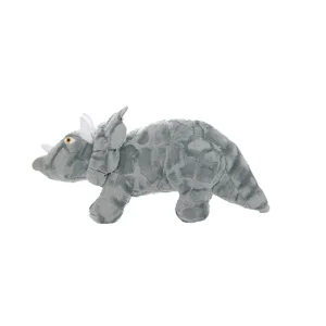 MIGHTY JR Dinosaur Triceratops Gray Dog Toy