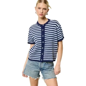 Mimosa Women's Blueberry Striped Short Sleeve Cardigan